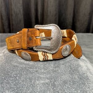 Tony Lama Buckaroo Rawhide western leather belt